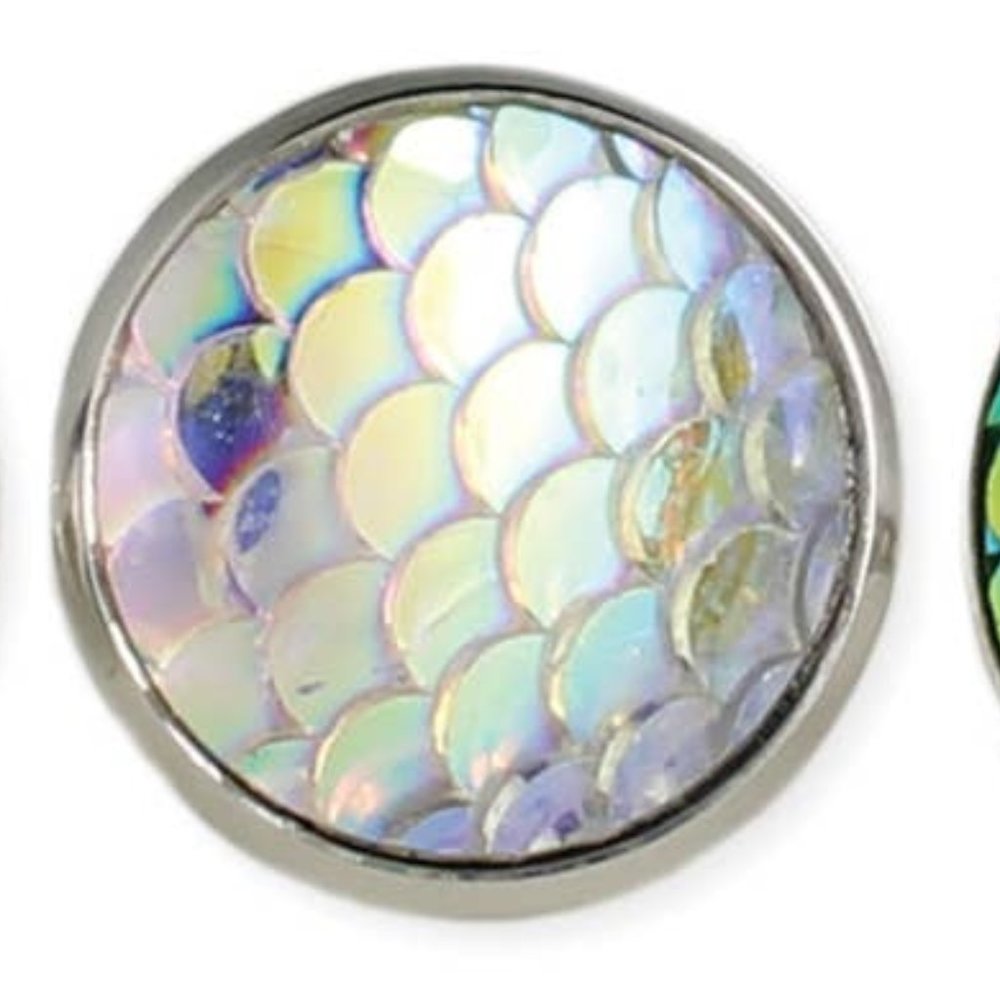 Under the Sea Mermaid Scales Silver Ring - White